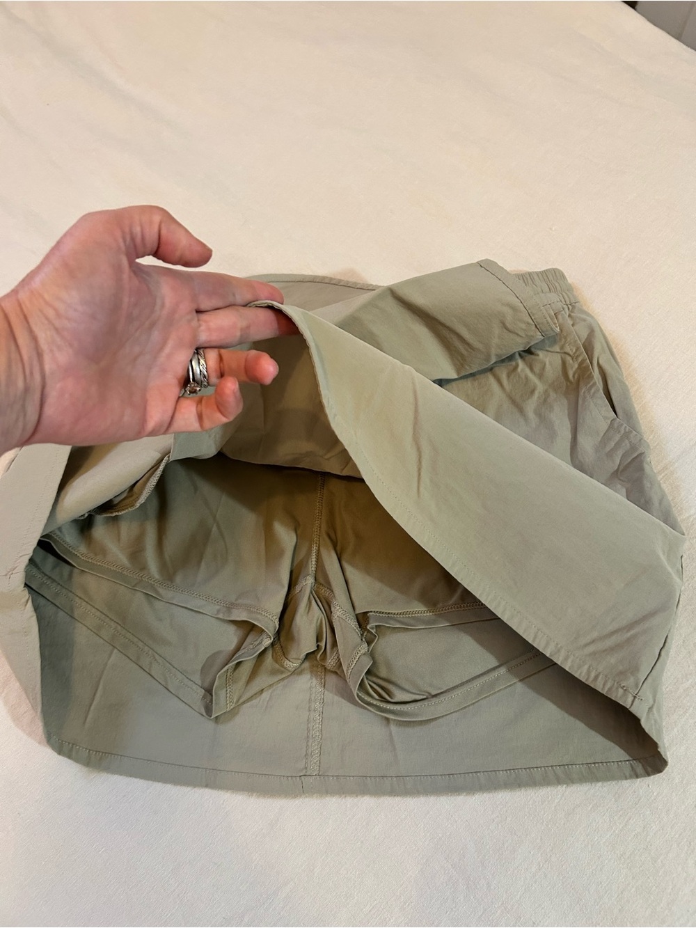 Light tan Drawstring Mini Skort - Picture 3 of 8